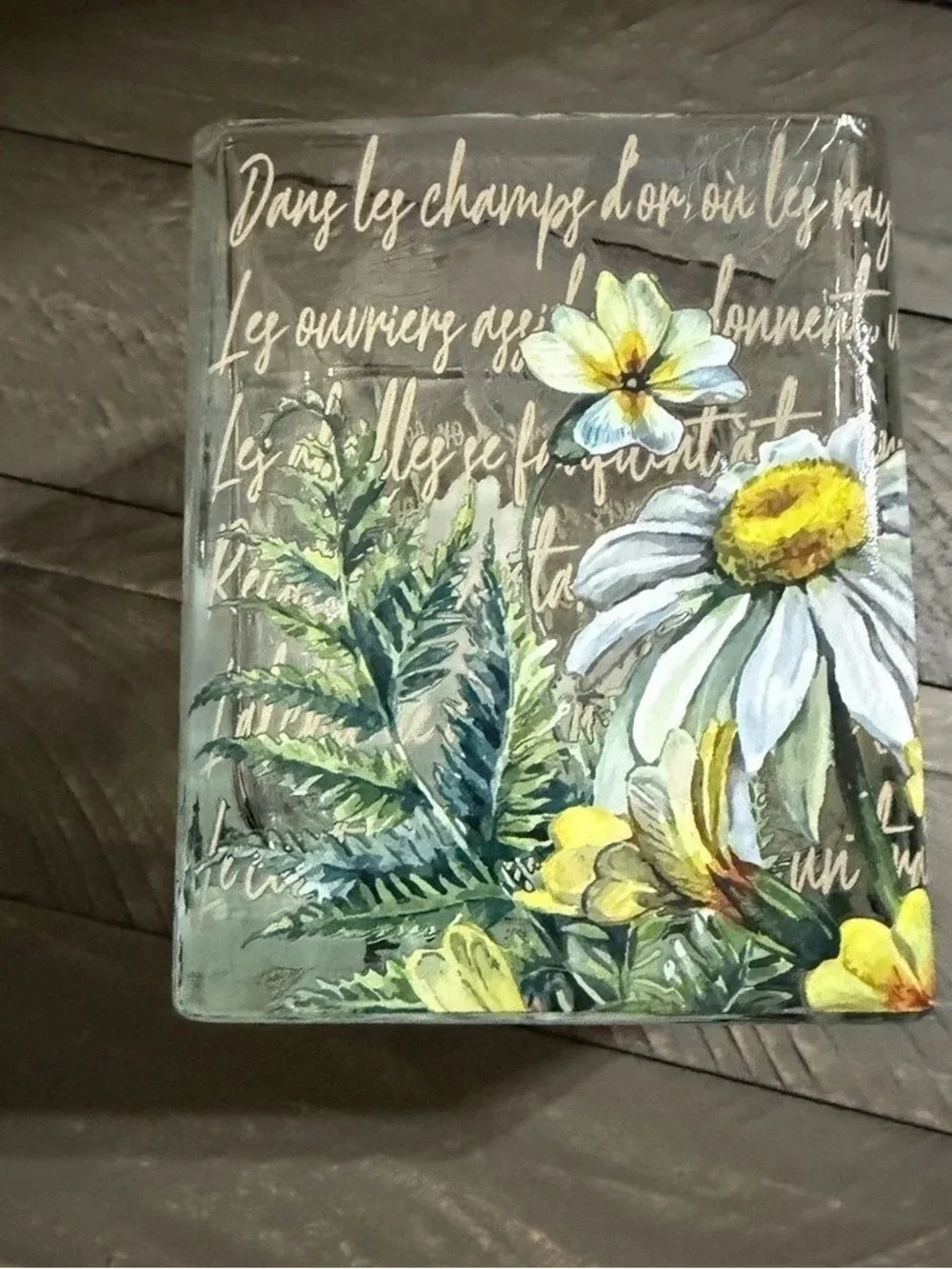 Glass Floral & Bumblebee Votive Candle Holder — Yellow Accents